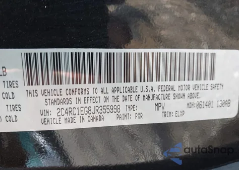 2018 Chrysler Pacifica Touring L Plus из США, поврежденный, VIN 2C4RC1EG8JR355998